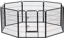 Win World International 8-Panel Foldable Steel Dog Exercise Pen, Black, Medium