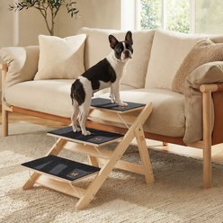 Luciphia Convertible Ramp Non-Slip Collapsible Wooden Foldable Dog Stairs, 3 Step, Black, 17.3 x 17.3 x 19.7-in