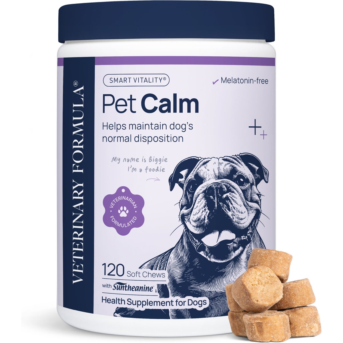Veterinary Formula Smart Vitality Pork Flavor Soft Chew Pet Calm Supplement for Dogs, 120 count