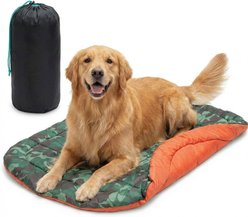 HOMAGICO Outdoor Travel Portable Water Resistant Pillow Bed Dog Crate Mat, Blue, Large: 40 x 30-in