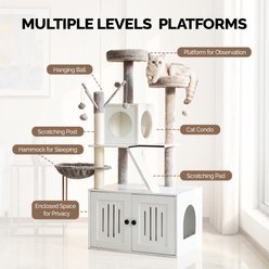 Winado Multi-Level 53-in Plush Cat Tree, Light Grey & White slide 2 of 9