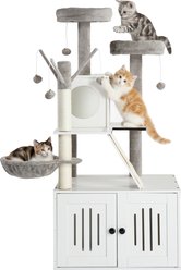 Winado Multi-Level 53-in Plush Cat Tree, Light Grey & White