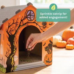 Kitty City Halloween Haunted Glowing & Light Up Scratcher House Chew Cat Toy, Orange slide 2 of 9