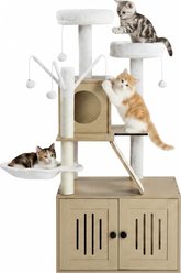 Winado Multi-Level 53-in Plush Cat Tree, White & Light Brown slide 1 of 9