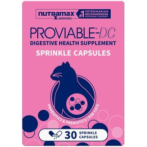 Nutramax Proviable Probiotics & Prebiotics Digestive Health Supplement for Dogs & Cats, 30 count