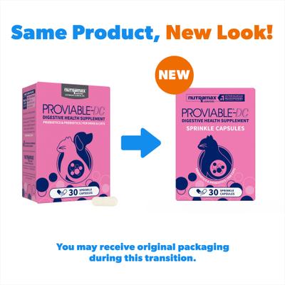 Show full view: Nutramax Proviable Probiotics & Prebiotics Digestive Health Supplement for Dogs & Cats, 30 count slide 3 of 11