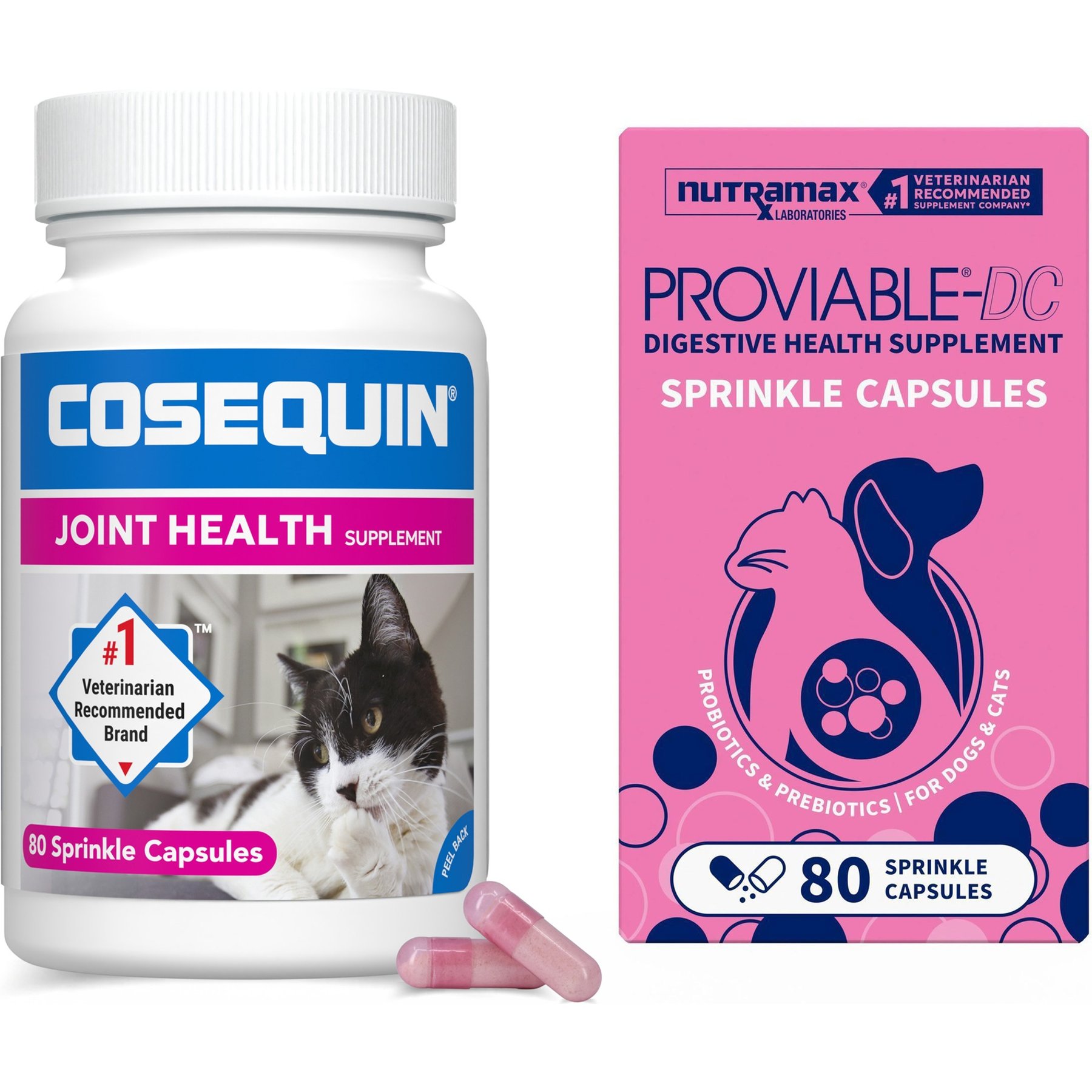 Nutramax Proviable-DC Capsules Digestive Supplement+ Cosequin Capsules Joint Supplement for Cats