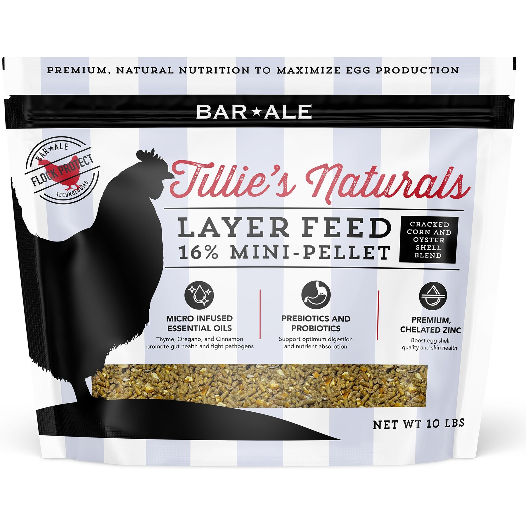 Bar ALE 16% Protein Layer Mini-Pellet Cracked Corn & Oyster Shell Chicken Feed, 10-lb bag