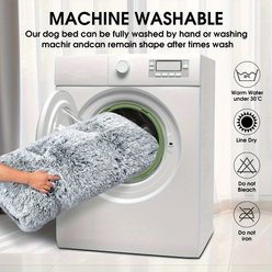 BFPETHOME Machine Washable Bolster Plush Dog Bed, Gray, 36 x 27 x 4-in slide 2 of 6