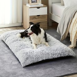 BFPETHOME Machine Washable Bolster Plush Dog Bed, Gray, 48 x 29 x 5-in