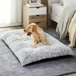 BFPETHOME Machine Washable Bolster Plush Dog Bed, Gray, 36 x 27 x 4-in slide 1 of 6
