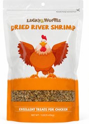 LuckyQworms Dried River Shrimp High Protein Dry Food Chicken, Aquariums & Birds Treats, 1-lb bag