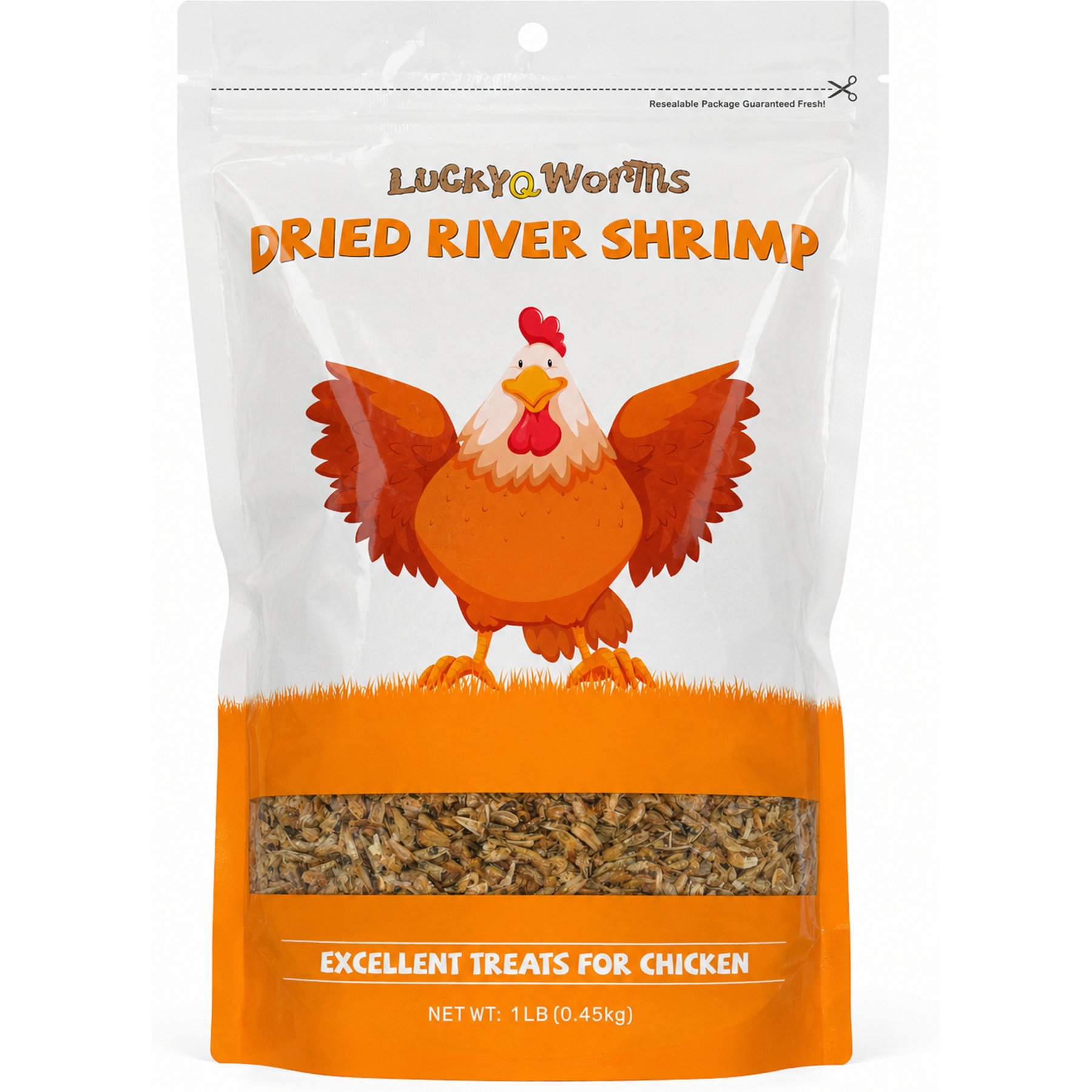 LuckyQworms Dried River Shrimp High Protein Dry Food Chicken, Aquariums & Birds Treats, 1-lb bag