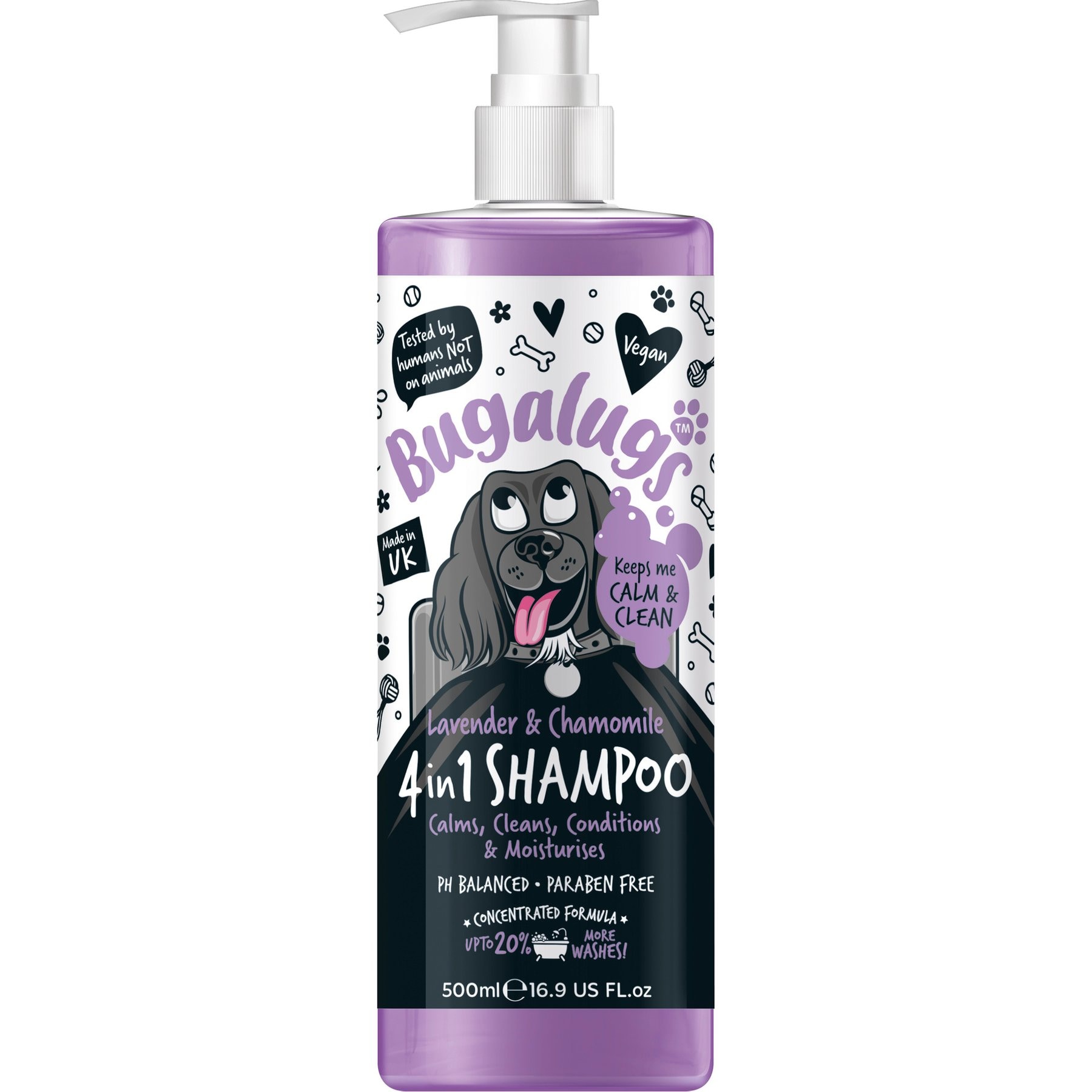 Bugalugs Pet Care 4 in 1 Lavendar & Chamomile Dog Shampoo, 16.9-fl oz bottle