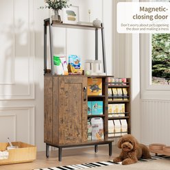 Saudism 51-in Tall Food Storage Cabinet Dog & Cat Feeding Station with Paw-Proof Magnetic Doors, Anti-Tipping Base & 4 Adjustable Shelves, Vintage slide 2 of 8
