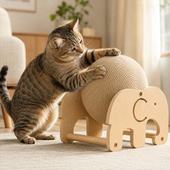 NonoPets Elephant-Shaped Wooden Cat Scratcher