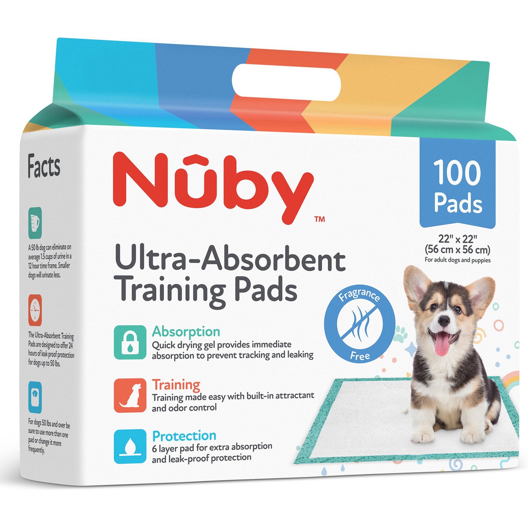 Nuby Ultra-Absorbent Unscented Training Dog Pee Pads, 22 x 22-in, 100 count