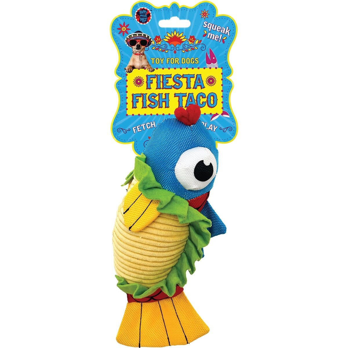Bow-Wow Pet Squeaky Plush Fish Taco Dog Toy