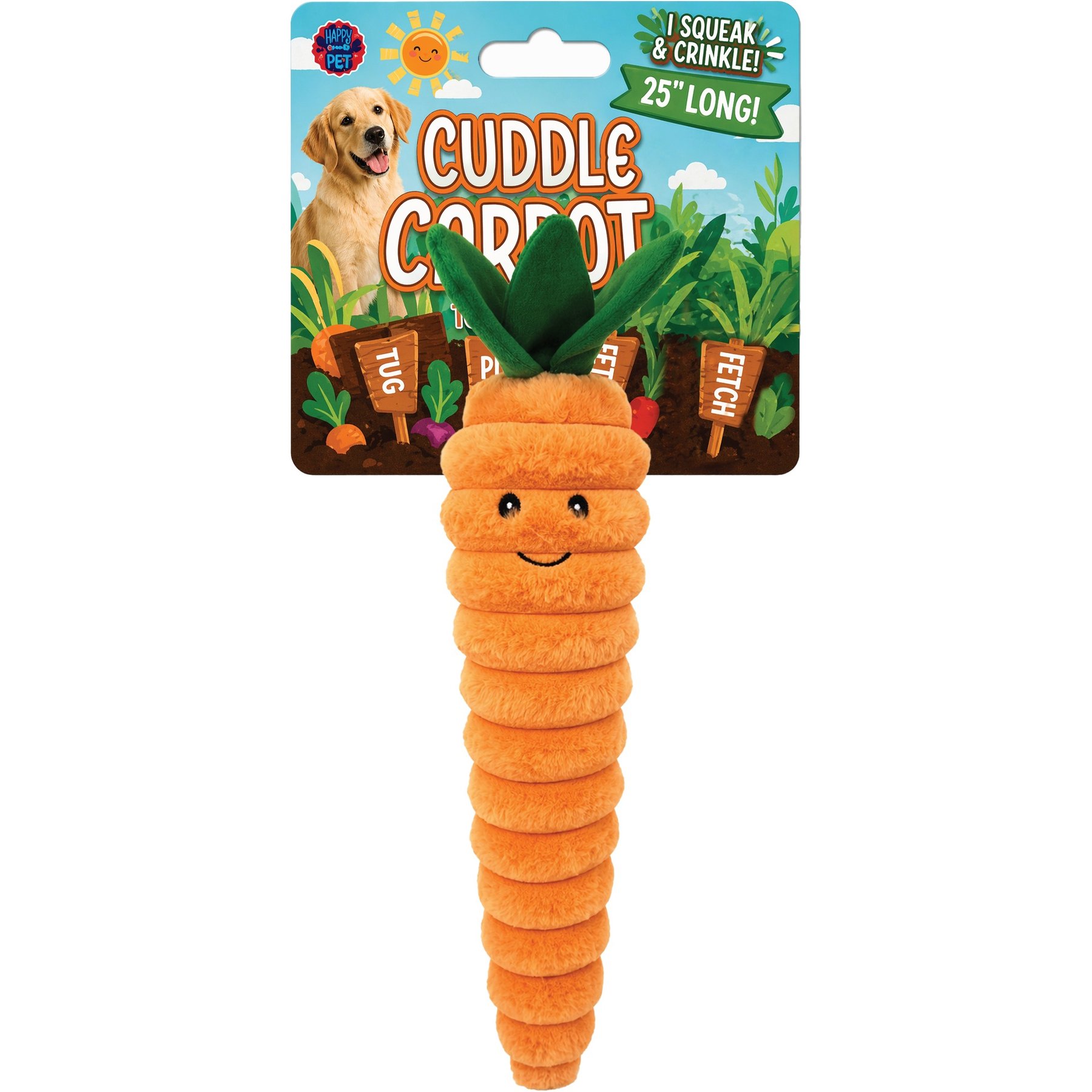 Bow-Wow Pet Squeaky Plush Carrot Dog Toy