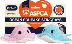 ASPCA Interactive Soft Durable Stuffed Stingray Squeaky Plush Dog Toy, 2 count