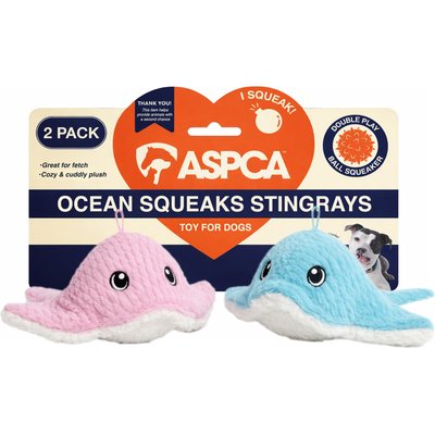 ASPCA ASPCA Interactive Soft Durable Stuffed Stingray Squeaky Plush Dog Toy, 2 count