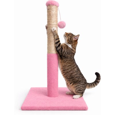 ASPCA ASPCA Indoor Natural Sisal Rope Durable Climbing Tower 4.5-in Cat Scratching Post with Hanging Teaser, Pink