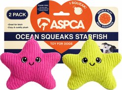 ASPCA Interactive Soft Durable Stuffed Starfish Squeaky Plush Dog Toy, 2 count