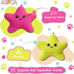 ASPCA Interactive Soft Durable Stuffed Starfish Squeaky Plush Dog Toy, 2 count slide 2 of 5