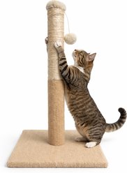 ASPCA Indoor Natural Sisal Rope Durable Climbing Tower 4.5-in Cat Scratching Post with Hanging Teaser, Tan
