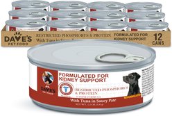 Dave's Pet Food Restricted Phosphorus & Protein Tuna Pate Wet Dog Food, 5.5-oz can, case of 12