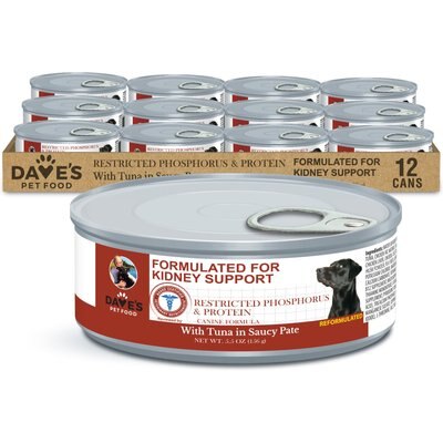 Dave's Pet Food Dave's Pet Food Restricted Phosphorus & Protein Tuna Pate Wet Dog Food, 5.5-oz can, case of 12
