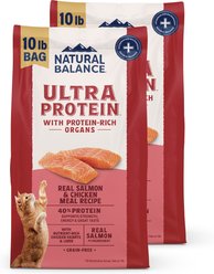 Natural Balance Ultra Protein Salmon & Chicken Meal Recipe Dry Cat Food, 20-lb bundle