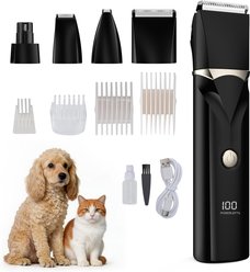 MIXJOY 4-in-1 Rechargeable Cordless Electric Trimmer Dog Grooming Clipper, Black, 5.91 × 1.38-in