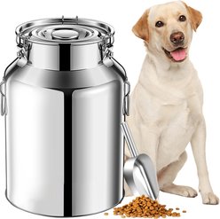 UPSKY Airtight Hangable Lid Stainless Steel Dog & Cat Food Storage Container with Scoop, 21-lb