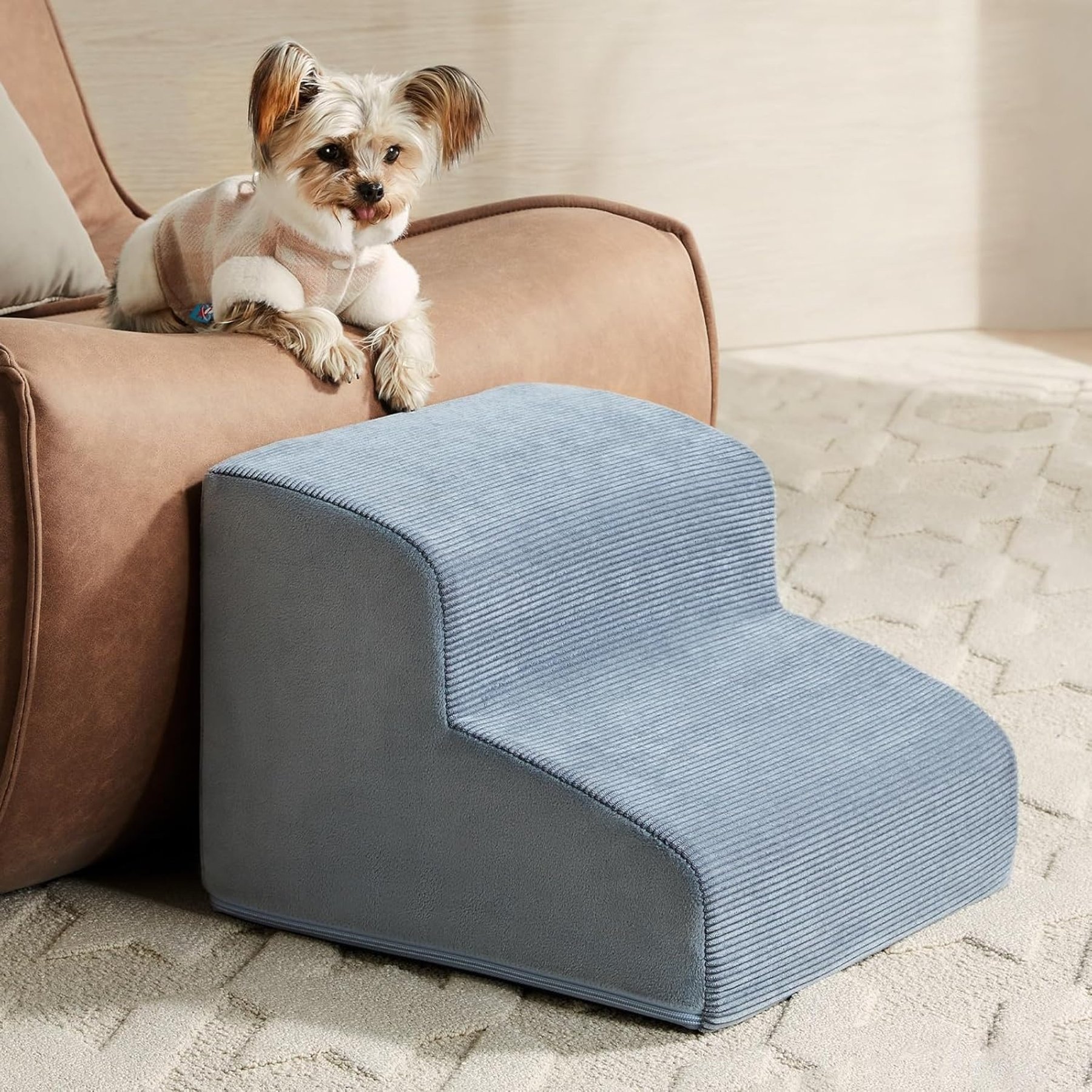 LEXTRO Machine Washable Dog Stairs, Gray, 4-Step