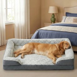 LEXTRO C-Shaped Pineapple Orthopedic Furniture Style Dog Sofa Bed, Dark gray, 48 x 35 x 7.5-in