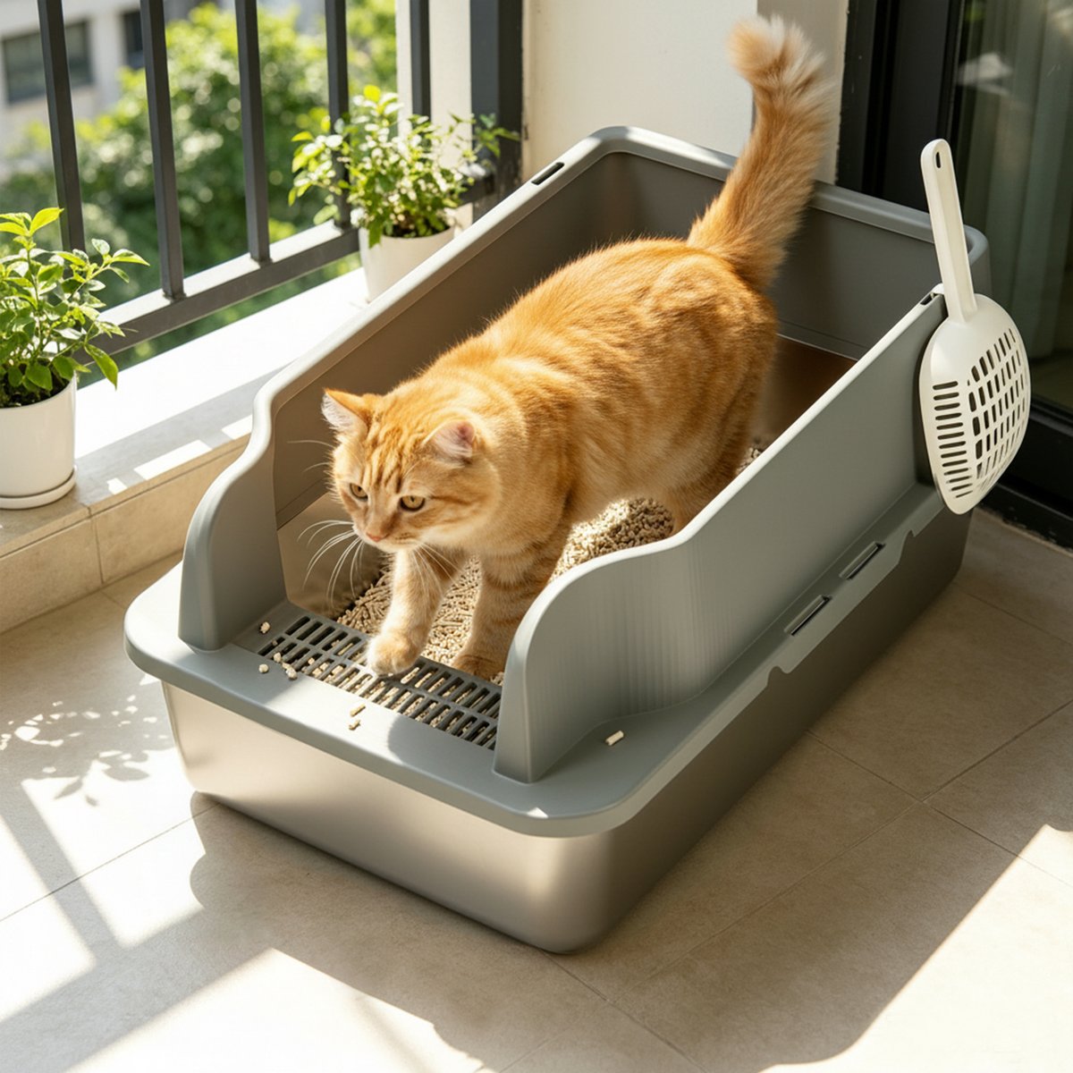 Niubya Pan Cat Litter Box with High Sides, X-Large, 2 count