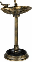 Little Pals 32-in Antique Outdoor Polypropylene Bird Bath & Feeder with Pedestal Flower Planter Base, Vintage Garden Birdbath Yard Statue, Bronze, 4.4-lb