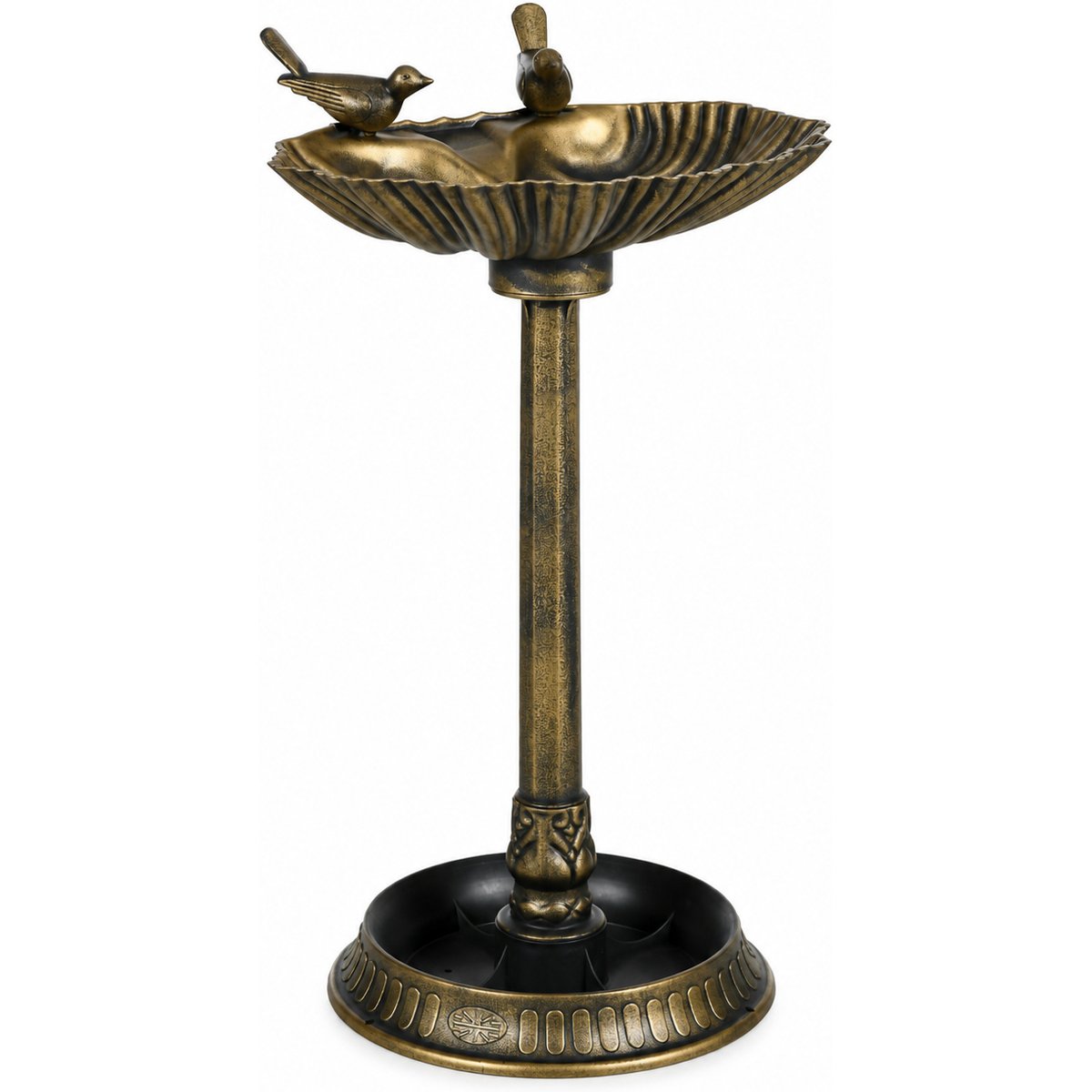 Little Pals 32-in Antique Outdoor Polypropylene Bird Bath & Feeder with Pedestal Flower Planter Base, Vintage Garden Birdbath Yard Statue, Bronze, 4.4-lb