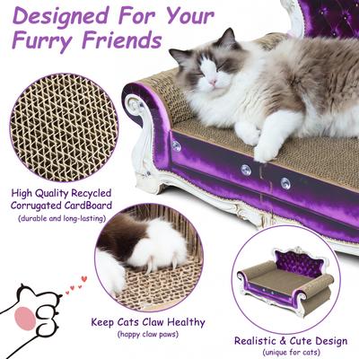 Show full view: MALOROY Couch Shaped Cat Scratcher Sofa Bed, Large, Purple slide 3 of 8