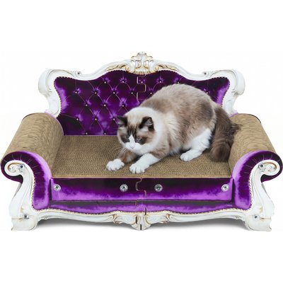 MALOROY MALOROY Couch Shaped Cat Scratcher Sofa Bed, Large, Purple