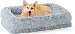 ZOMISIA Fluffy Waterproof with Supportive Egg Foam Calming Washable Removable Cover Dog Bed, Grey, Large
