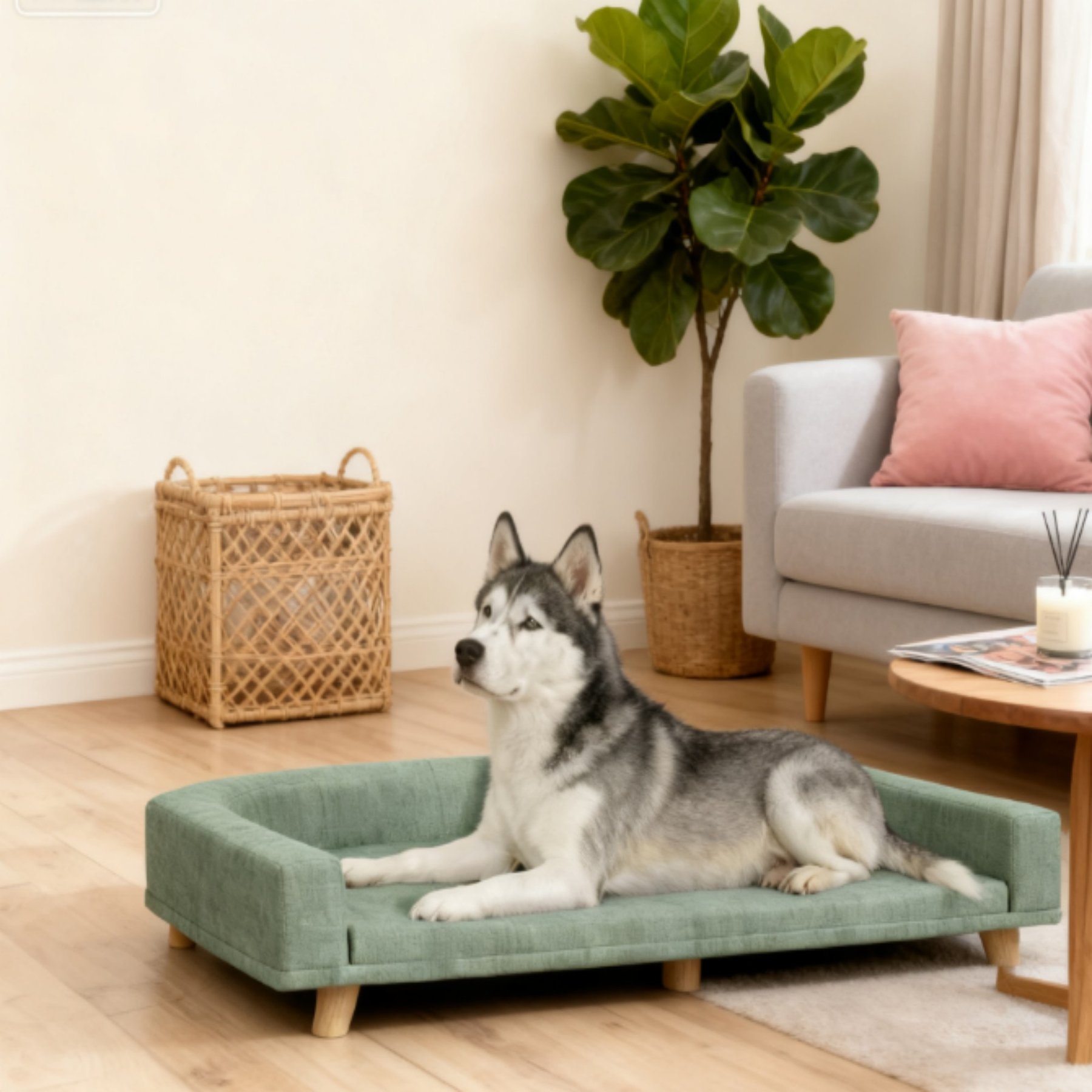 Bencmate Modern Novelty Elevated Dog Bed, Green