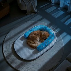 Supet U-Shaped Pillow Cooling Mat Cat Bed, Blue slide 2 of 9