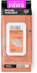 Pet Life Unlimited Two-Sided Paw Deep-Cleaning Unscented Dog Grooming Wipes, 50 count