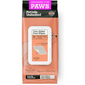 Pet Life Unlimited Two-Sided Paw Deep-Cleaning Unscented Dog Grooming Wipes, 50 count