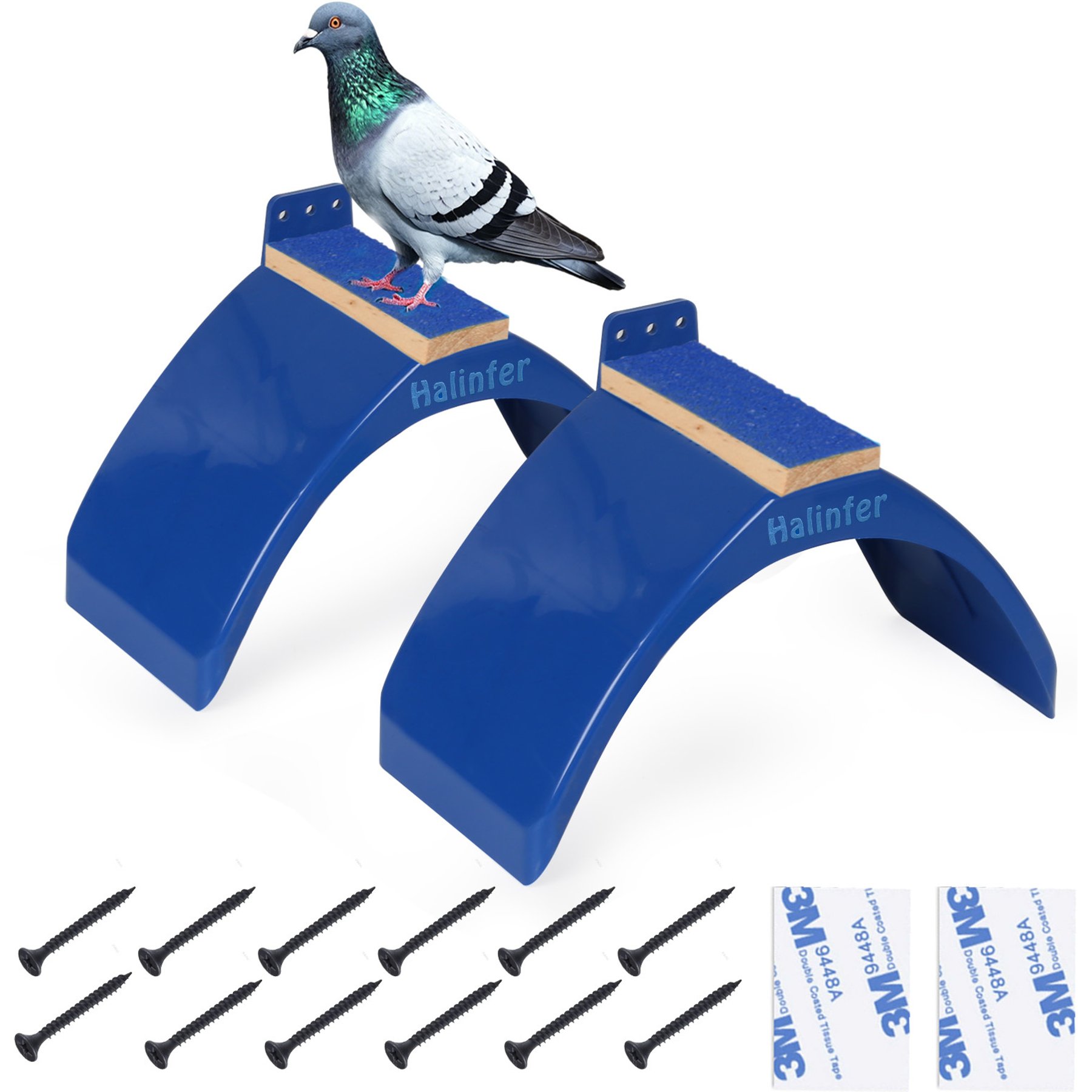 Halinfer Lightweight 2-Piece Pigeon Stand with Wood Rest, Blue