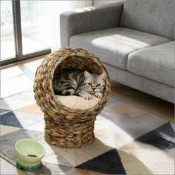 Bencmate Woven Rattan Novelty Elevated Cat Bed, Beige