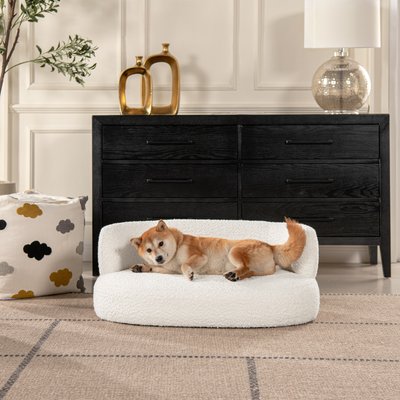 Bencmate Bencmate Plush Sofa Dog Bed, White