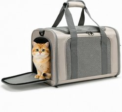 DOPZER Airline-Approved Soft-Sided Dog & Cat Carrier, Beige, 16.5 x 10.6 x 10.6-in